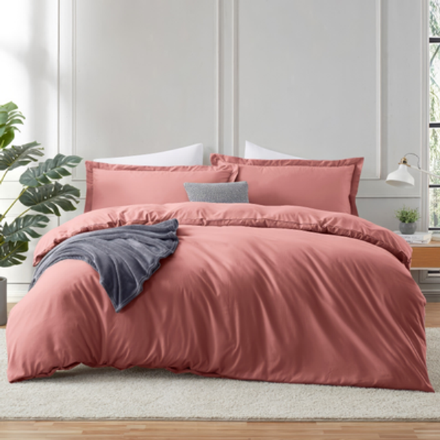 Hearth & Harbor California King Duvet Cover Sets Pink Clay - 3 Piece Duvet Cover California King  Soft Double Brushed Duvet Covers with Button Closure