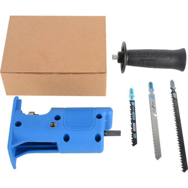 (Blue) Reciprocating Saw Attachment Adapter Change Electric Drill Into Reciprocating Saw for Wood Metal Cutting