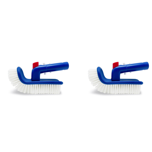2X Pool Brush for Step & Corner, Rotatable Hand Scrub with Fine Bristles Cleaning Swimming Pools