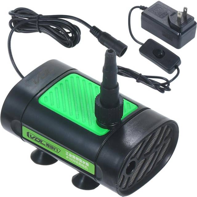 12V DC borstlös dränkbar vattenpump 30W Ultratyst fontänvattenpump 7L/min med 10ft hög US Plug grön