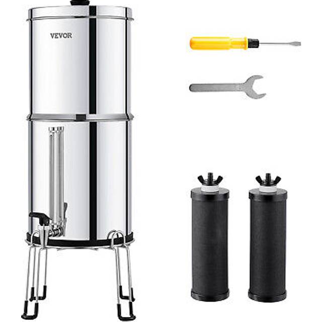 VEVOR 2.25G Gravity-fed Water Filter Countertop System Stainless Steel 2 Filters