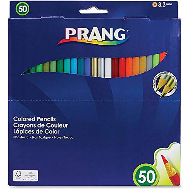 Prang Thick Core Colored Pencils, 3.3 Millimeter Cores, 7 Inch Length, Assorted Colors, 50 Count (22480)