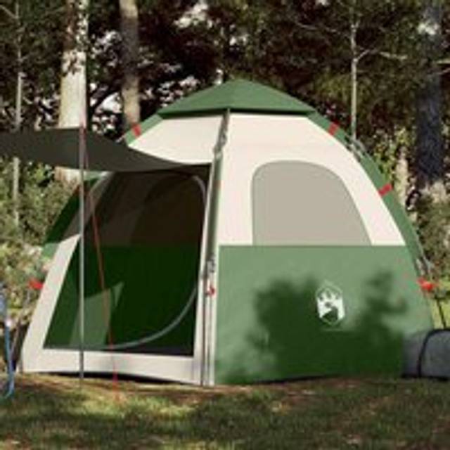 Camping Tent Cabin 4-Person Green Quick Release - One Size