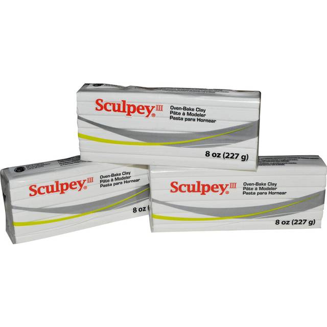 Sculpey III Oven Bake Clay White 8 Ounce (Pack of 3)