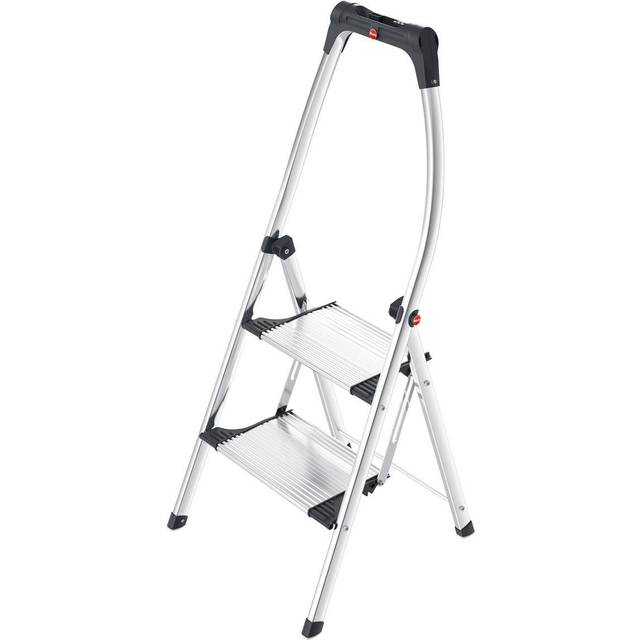 Hailo 4302-301 K100 2 Tread Topline Aluminium Comfort Step Ladder - Silver - 127 x 52 x 13cm