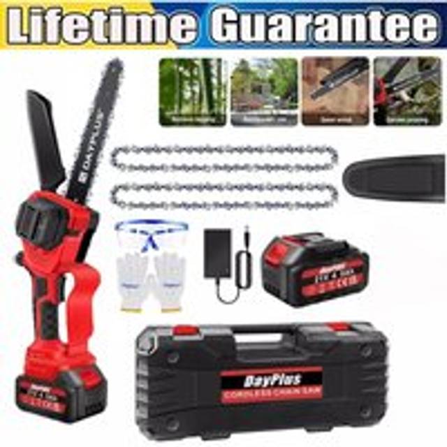 Day Plus - Electric Cordless Chainsaw 8INCH Saw Wood Pruning Cutter with Battery Rechargeable