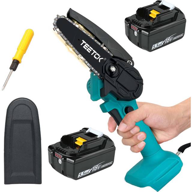 Mini Chainsaw, 4 Inch Electric Branch Sawï¼2x 5.5A Battery (No Charger) Compatible with Makita Battery