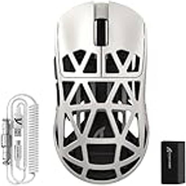 ATTACK SHARK R2PRO 45 g superlight magnesiumlegering mus, PixArt PAW3950-sensor, 42000 DPI, 8000 Hz trådlös frågehastighet, 2,4G/BT/trådbunden spelmus G502, med spiralkabel, PC/Mac, retro