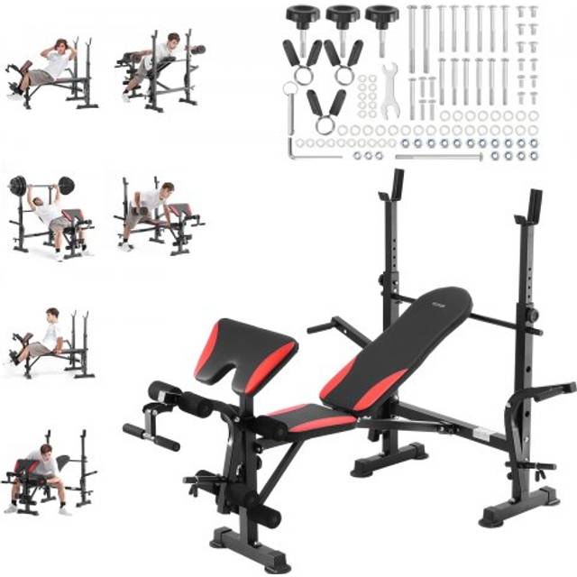 VEVOR Hantelbank Sit-Up-Bank Trainingsbank Einstellbar Faltbar 299kg Schwarz