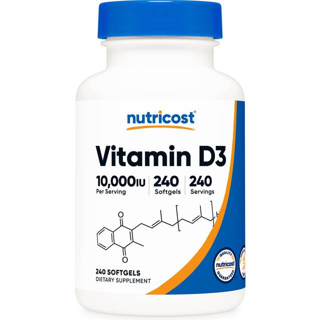 Nutricost  Vitamin D3  250 mcg (10 000 IU)  240 Softgels
