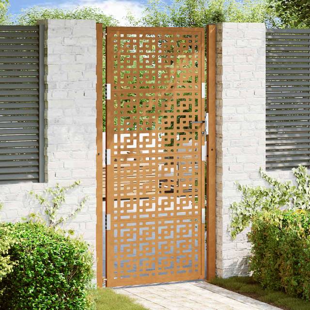 Garden Gate 105x205 cm Weathering Steel Cross Design Vidaxl