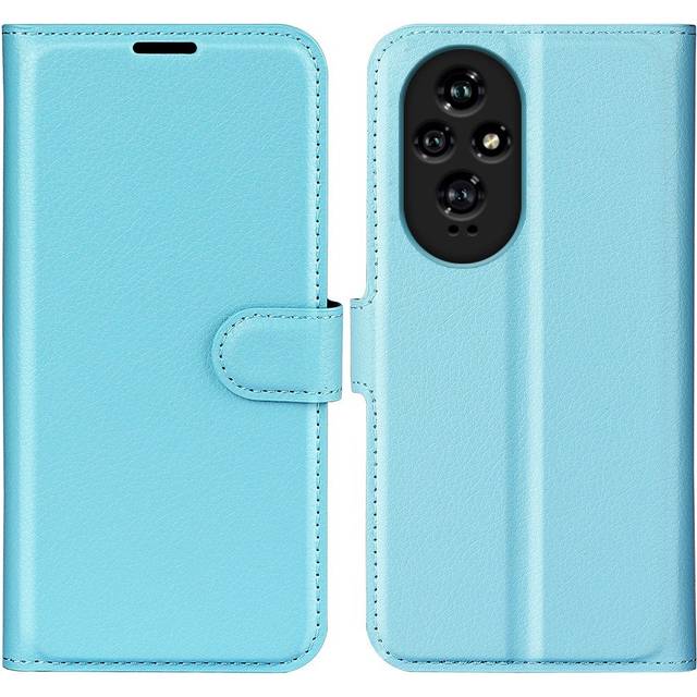 EIDERWOOD Honor 200 5G Fodral med Kortficka – Litchi Textur Konstläder Flipfodral - Blå