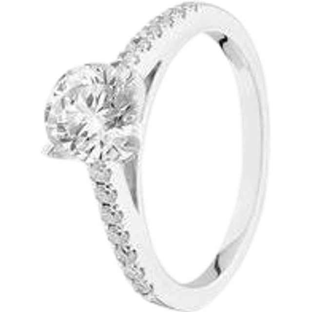 9ct White Gold Lab Grown 1.20ct Brilliant Cut Diamond Shoulder Set Solitaire Ring LGR35523-120 (WG) - Silver