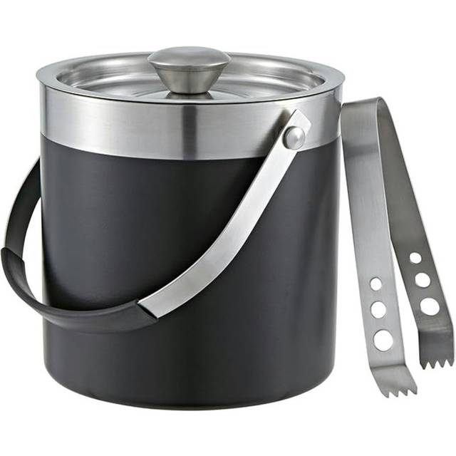 Buckingham Double Wall Stainless Steel Ice Bucket 2.3 Litre With Tong , Black Finish, Black
