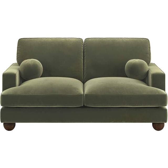 Solace+Co Solace+co Addison 2 Seater Velvet Sofa - Khaki Green, Green