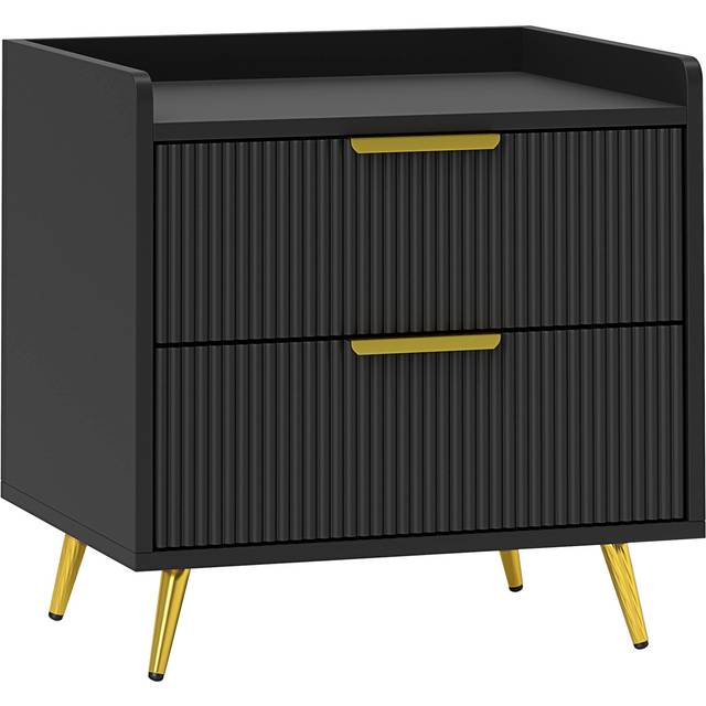 HOMCOM Bedside Table with 2 Drawers for Bedroom, Living Room, White