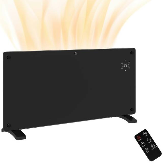Homcom 2000W Electric Space Heater Radiator Wifi Smart App 24Hr 7 Day Timer, Black