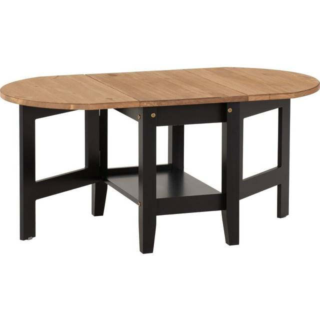 Seconique Santos Drop Leaf Coffee Table in Black/Distressed Waxed Pine, none