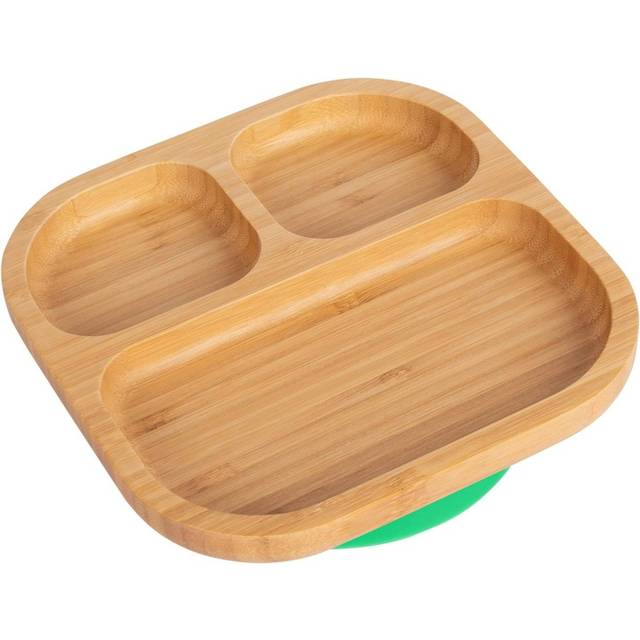 Square Divider Bamboo Suction Plate - Green