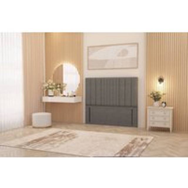 Alexas 54" Floor Standing Headboard Linen Fabric - Mid Grey - Small Double