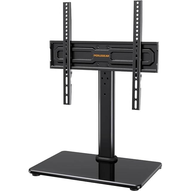 Universal Swivel TV Stand for 24-60 inch TVs up to 45kg, Height Adjustable Table Top TV Stand, TV Base Stand with Tempered Glass Base, Pedestal TV