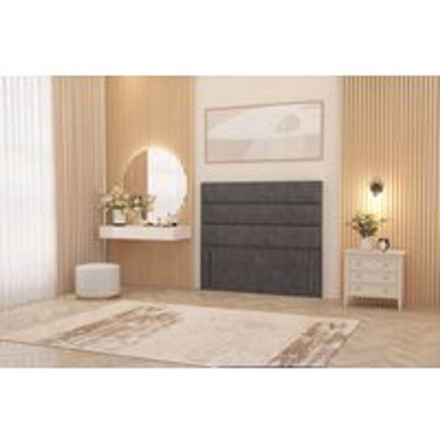 Chambery 54" Floor Standing Divan Headboard Upholstered Plush Velvet - Dark Grey - Small Double
