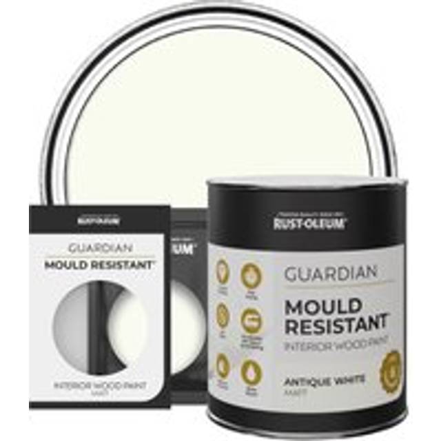 Rust-Oleum Guardian Mould Resistant Interior Wood Paint, Matt Finish - Antique White - 750ml - Beige