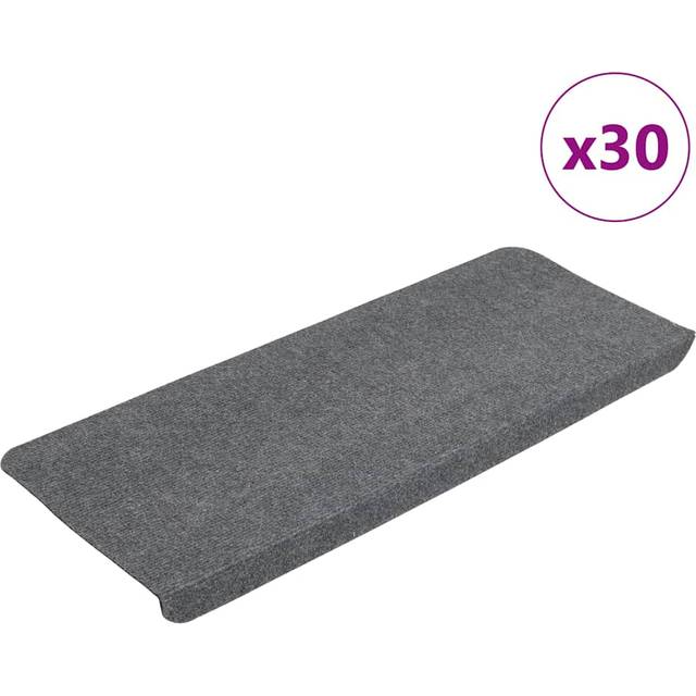 vidaXL Stair Mats Self-adhesive 30 pcs Grey 65x24.5x3.5 cm