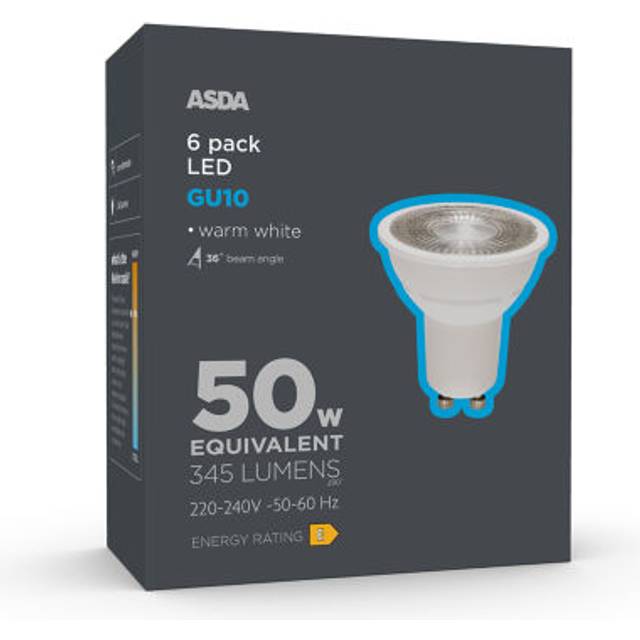 ASDA LED GU10 Warm White Lightbulb