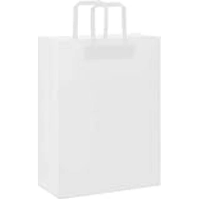 vidaXL Paper Bags 250 pcs with Handles White 26x12x35 cm
