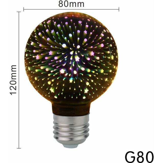 (G80, 220V) 3D Led Bulb Star Firework Edison Night Light 110V 220V Decoration Lighting