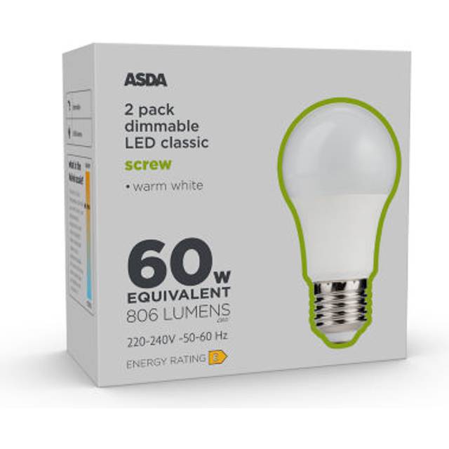 ASDA LED Classic 60W Large Screw Dimmable Lightbulb