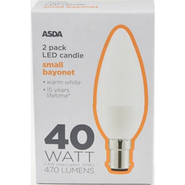 ASDA LED Candle 40W Small Bayonet Cap Lightbulb