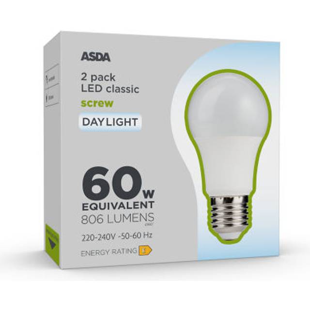 ASDA LED Classic 60W Large Screw Daylight Lightbulb