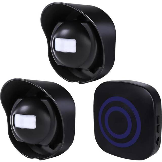 Multifunctional Wireless Driveway Alarm Waterproof Outdoor Motion Sensor Alarm 1 Receiver 2 Transmitters with 38 Chimes 200m/ 656ft Transmission Range US Plug black