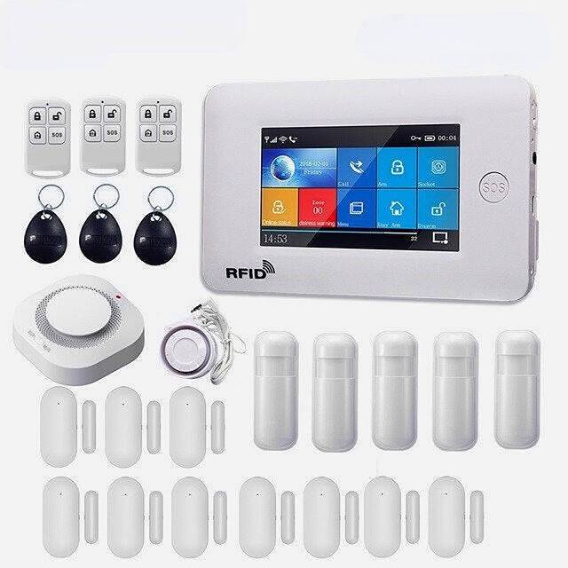 (UK Plug, Type 5) WiFi GSM GRRS Wireless Alarm System WiFi Intruder Security Alarm Kit APP Control for Android and iOS Smart Phone