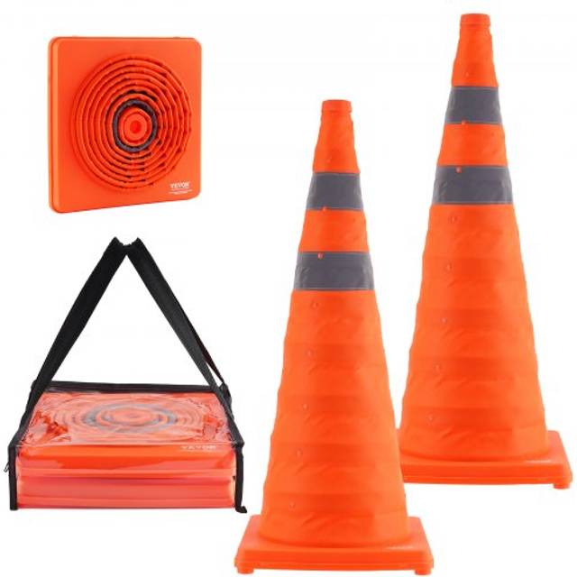VEVOR Sicherheitskegel Verkehrsh&#xFC;tchen, 2 Stk. Zusammenklappbare Verkehrskegel, 295 x 295 mm Baukegel mit Reflektierenden Kragen, Warnkegel mit Aufbewahrungstasche, Verkehrskontrolle, Parkpl&#xE4;tze