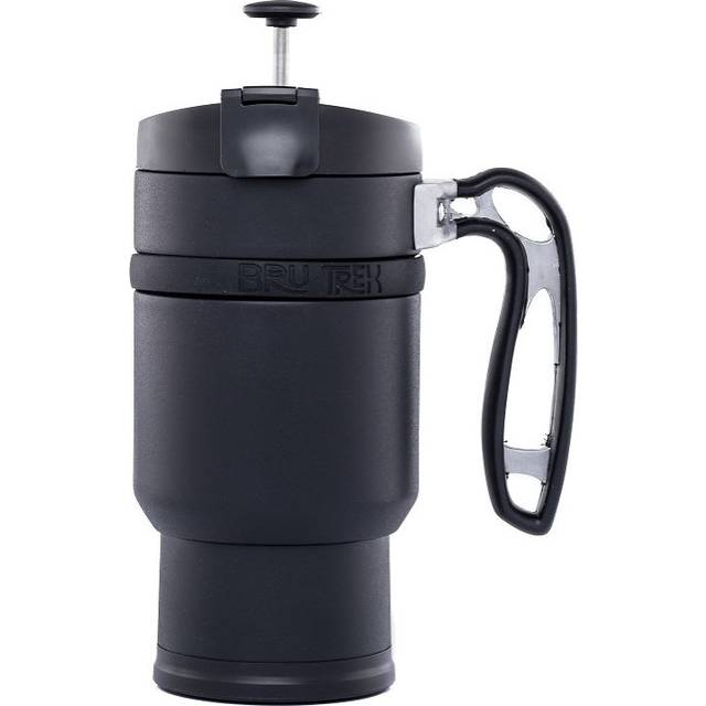 BruTrek Double Shot 3.0 Travel Coffee French Press  16 fl.oz Insulated Stainless Steel Mug  Removable Storage Bottom For Beans Grounds Tea Leaves  Bre