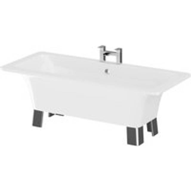 Wholesale Domestic Livorno Double Ended Freestanding Bath with Chrome Square Feet | White | Metal/Plastic | 1590mm x 745mm