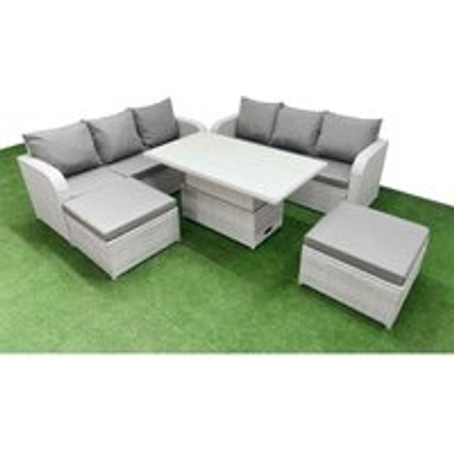 Luxury 8-Seater Rattan Garden Set With Adjustable Table | Wowcher - Grey