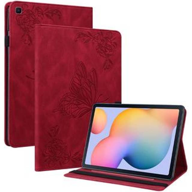Samsung Galaxy Tab S6 Lite 2020/2022/2024 Butterfly Series Foliofodral - Röd