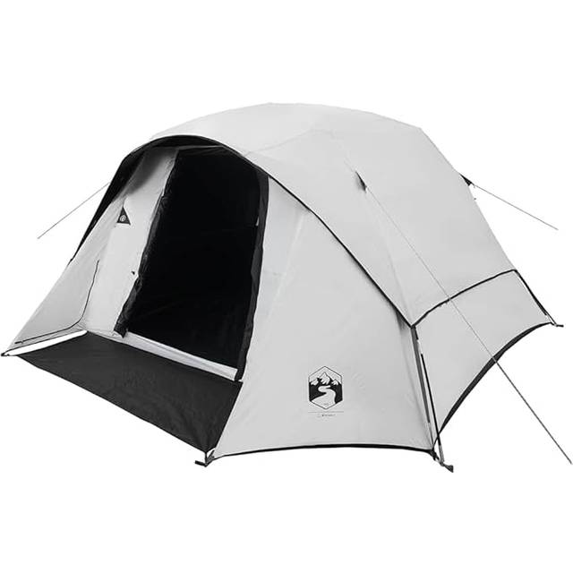 vidaXL Family Tent Cabin 6-Person White Blackout Fabric Waterproof
