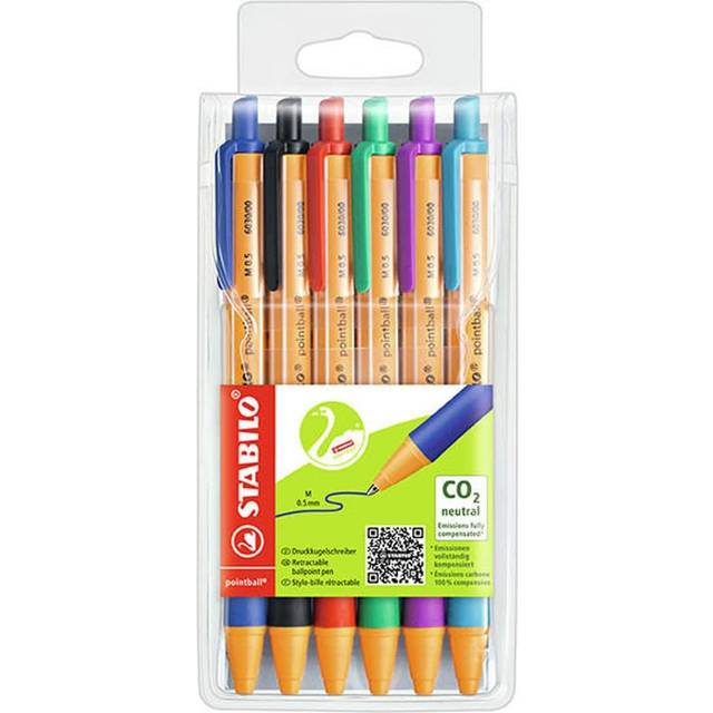 Stabilo Pointball Retractable Ballpoint Pen Assorted (Pack of 6) 6030/6