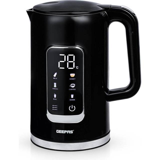 Geepas 1.7L Digital Electric Kettle, 2200W Cordless Boil-dry Protection, Black