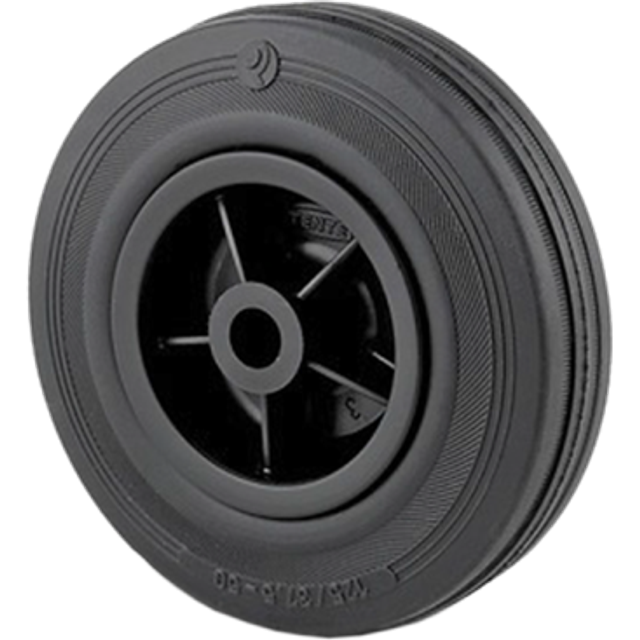 Tente PVO080 Industrihjul massivt gummi, axelhål 12 mm 80 mm