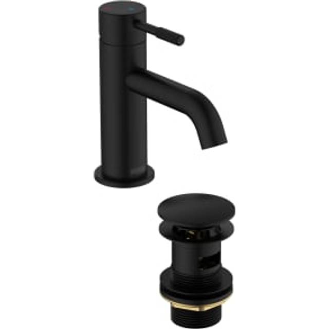 Bristan Molida Eco Start Basin Mixer Tap with Clicker Waste - Black