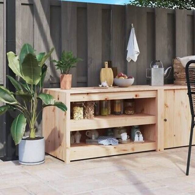 vidaXL Outdoor Kitchen Cabinet 106x55x64 cm Solid Wood Pine - Brown