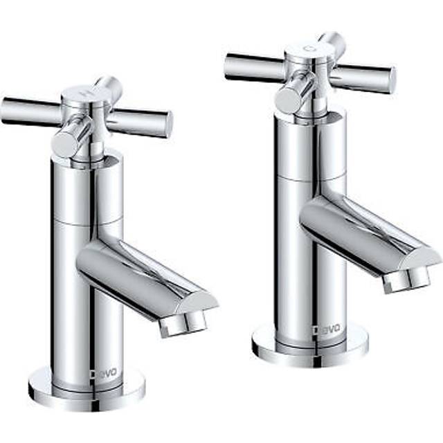 Deva Motif Taps Basin Pillar (2 Pack) in Chrome Brass