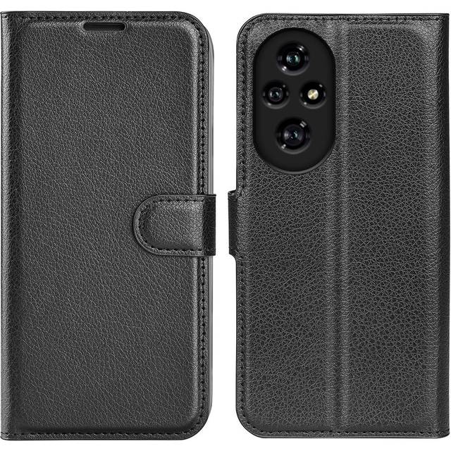 EIDERWOOD Honor 200 Pro (5G) Konstläder Flip Fodral m. Korthållare & Ställfunktion - Svart