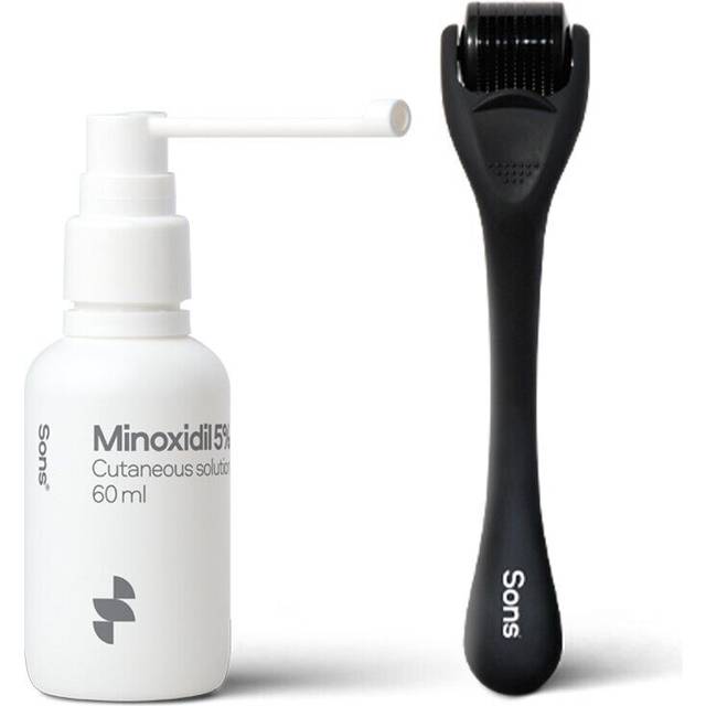 Minoxidil 5% Cutaneous Solution and Dermaroller - Hair Regrowth & Thickening - For Hair Loss & Thinning in Men - Stimulates Collagen and Reactivates